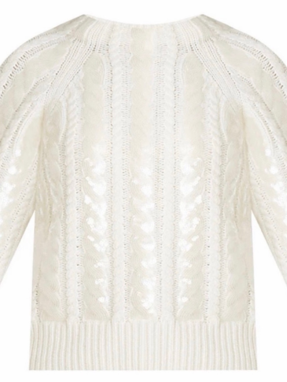 Veronica Beard Cream Cable Knit Crewneck Sweater - Picture 4 of 7